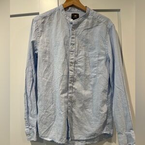 H&M band collar linen cotton button down
